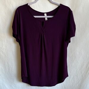 PerSeption Petite plum short sleeve blouse, size PXL
